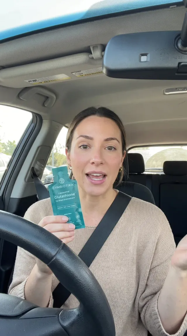 A creator talks to camera about Cymbiotika Liposomal Glutathione